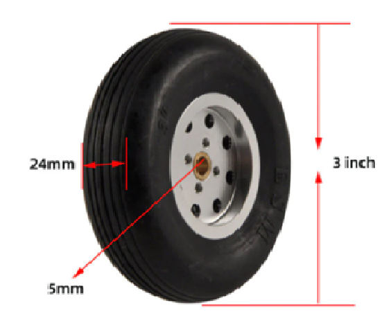 Rubber Wheel with CNC Aluminum Hub 3"