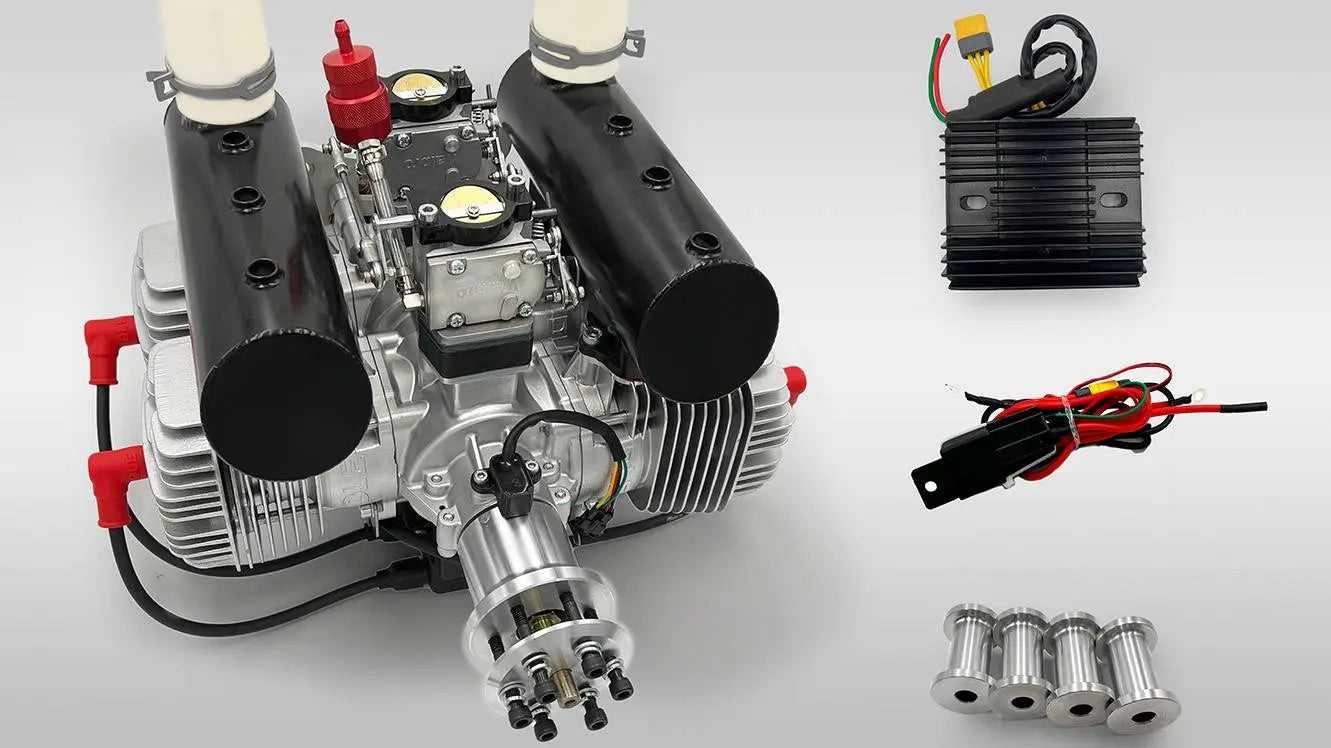 DLE-400 Twin Cylinder Engine with Electronic Ignition and Muffler