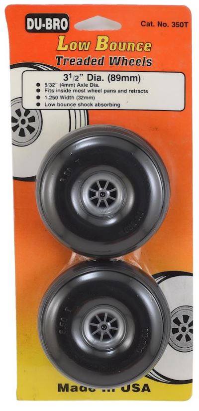 Du-Bro Low Bounce Threaded Wheels 3 1/2" (89mm)