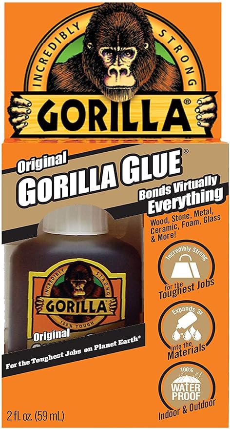 Gorilla Original Glue Waterproof Polyurethane Glue 2 oz Bottle Brown