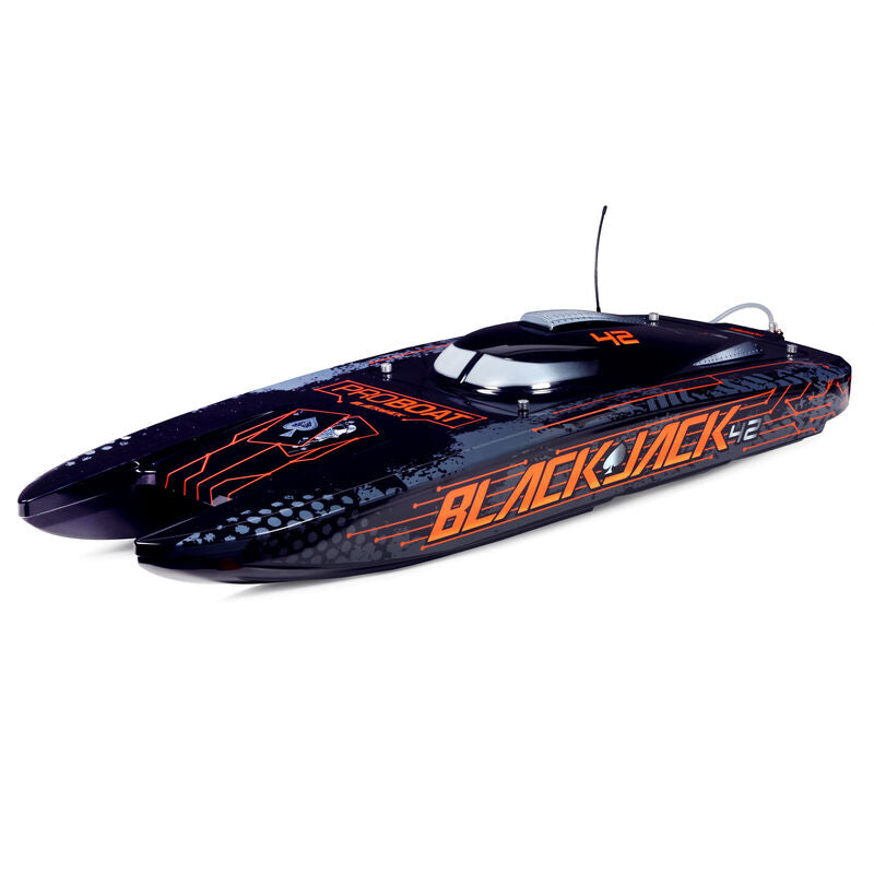 Pro-Boat Blackjack 42" 8S Brushless Catamaran RTR: Black/Orange