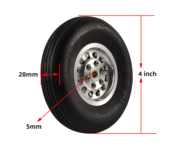 Rubber Wheel with CNC Aluminum Hub 4"