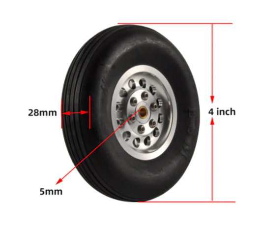 Rubber Wheel with CNC Aluminum Hub 4"