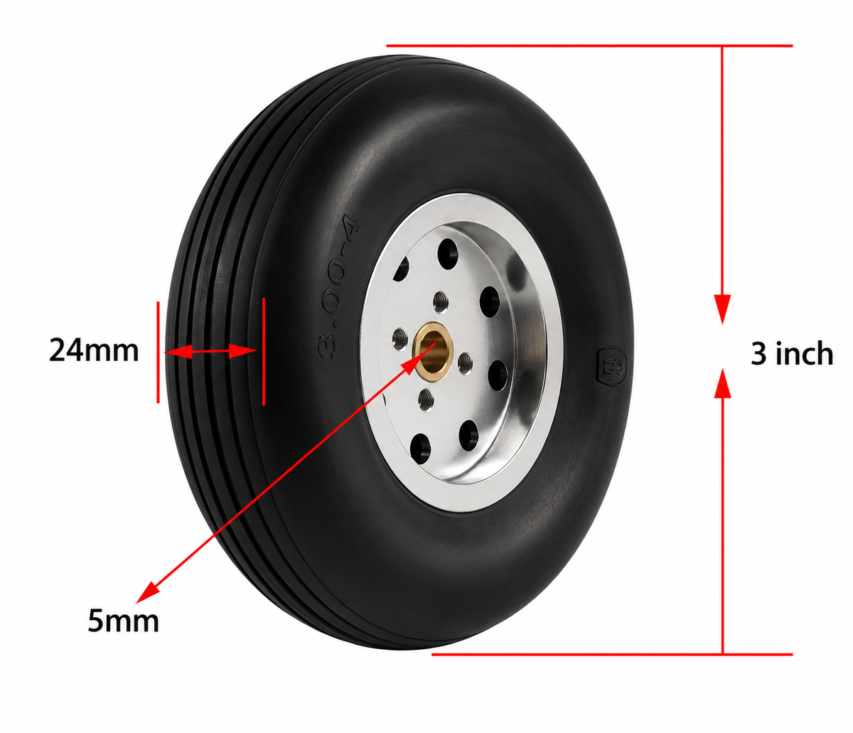 Rubber Wheel with CNC Aluminum Hub 3"