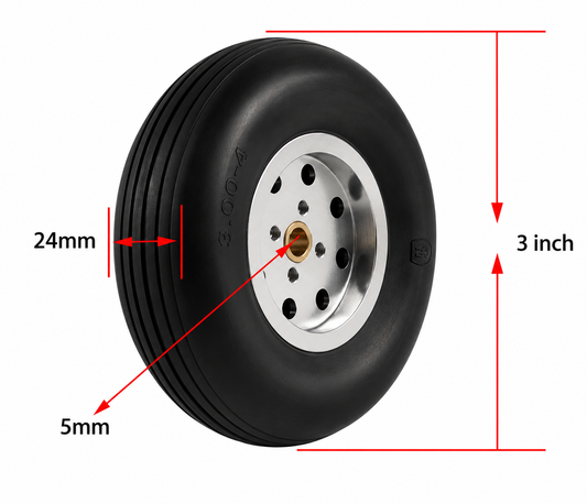 Rubber Wheel with CNC Aluminum Hub 3"