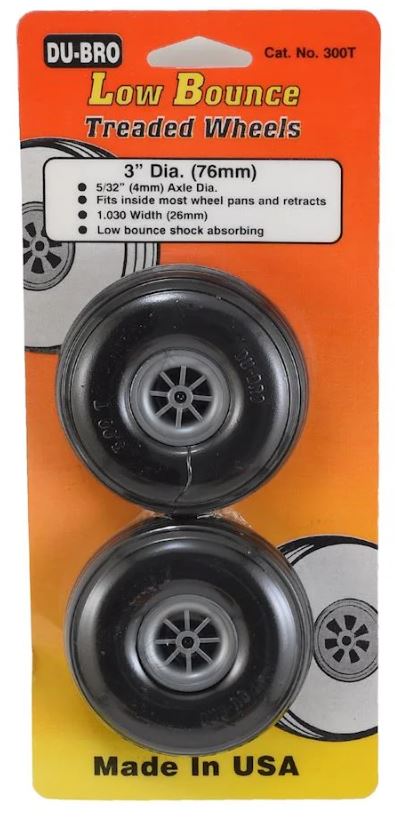 Du-Bro Low Bounce Threaded Wheels 3" (76mm)