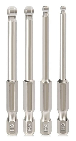 1/4'' Hex Ball Driver Tips Set of 4 (150mm)