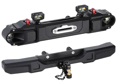 Metal Front Rear Bumpers with Spotlight for 1/6 SCX6 Jeep Wrangler Trail Honcho