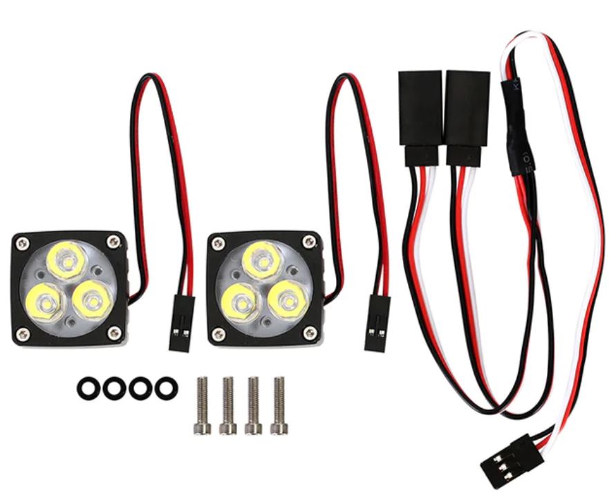 SCX6 5-13V 28*28mm Superbright A-pillar Light Square Lamp for 1/6 1/8 RC Crawler Car