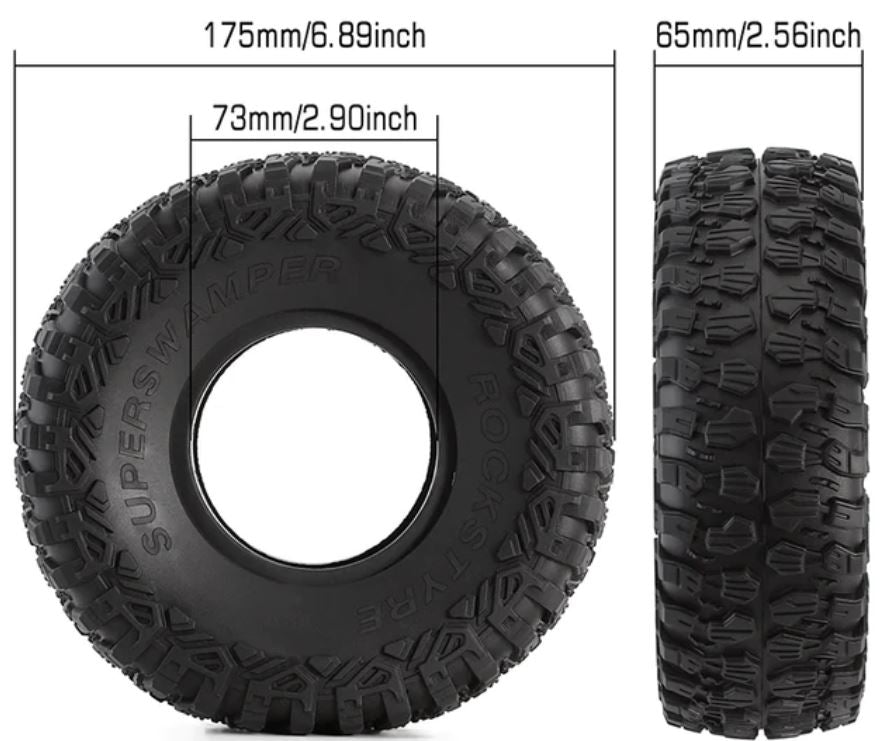 4PCS 2.9" Soft Rubber Wheel Terrain Tires for 1/6 RC Crawler Axial SCX6