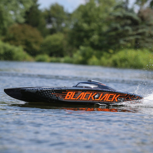 Pro-Boat Blackjack 42" 8S Brushless Catamaran RTR: Black/Orange